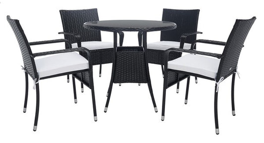 Laina 3-Piece Bistro Set with Wicker Chairs and Round Dining Table