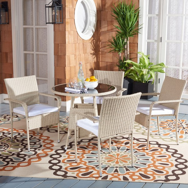 Laina 3-Piece Bistro Set with Wicker Chairs and Round Dining Table