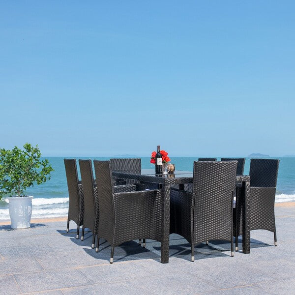 Hailee 9 Piece Outdoor Dining Set – Wicker Dining Table & 8 Chairs with Cushions