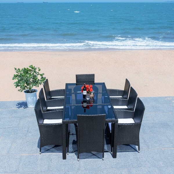 Hailee 9 Piece Outdoor Dining Set – Wicker Dining Table & 8 Chairs with Cushions