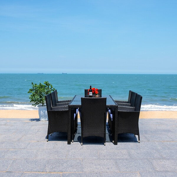 Hailee 9 Piece Outdoor Dining Set – Wicker Dining Table & 8 Chairs with Cushions