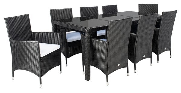 Hailee 9 Piece Outdoor Dining Set – Wicker Dining Table & 8 Chairs with Cushions