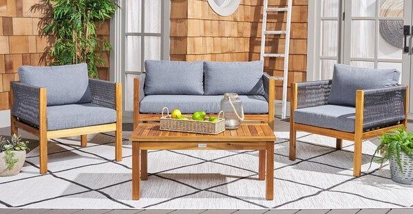 Wilson 4-Piece Acacia Wood Outdoor Living Set with Rope Detailing