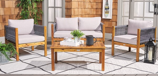Wilson 4-Piece Acacia Wood Outdoor Living Set with Rope Detailing