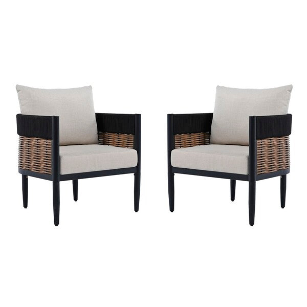 Harrison Outdoor Chair Set of 2 – Steel & Rope Patio Chairs with Cushions