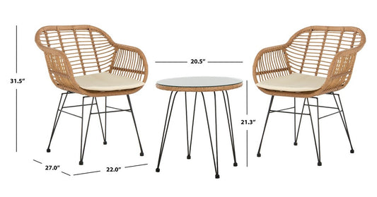 Alton 3-Piece Lounge Set – Modern Rattan Chairs with Hairpin Legs & Accent Table