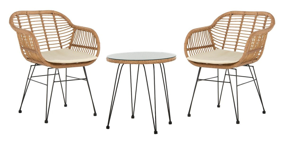 Alton 3-Piece Lounge Set – Modern Rattan Chairs with Hairpin Legs & Accent Table