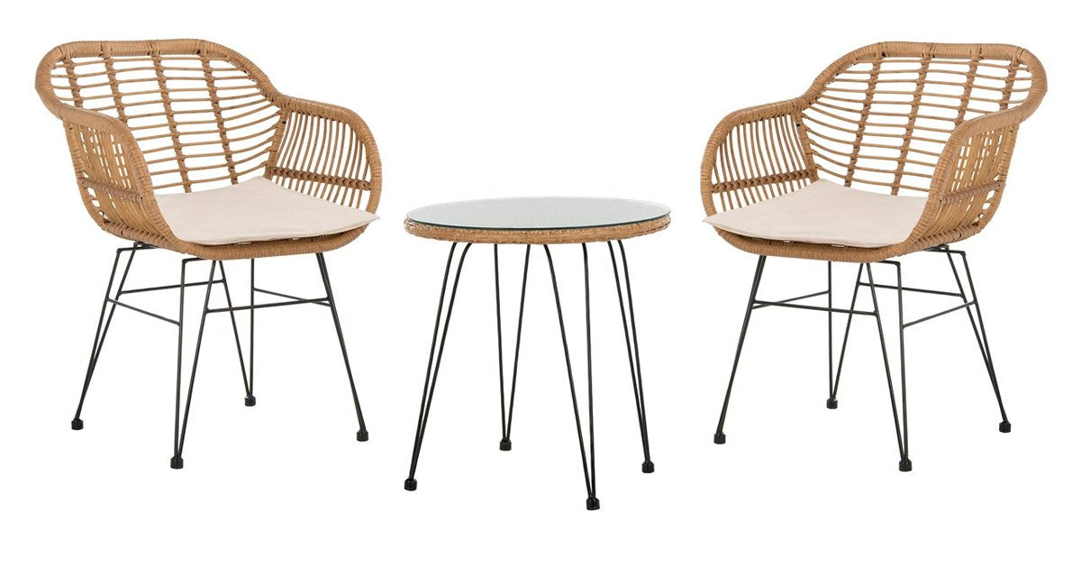 Alton 3-Piece Lounge Set – Modern Rattan Chairs with Hairpin Legs & Accent Table