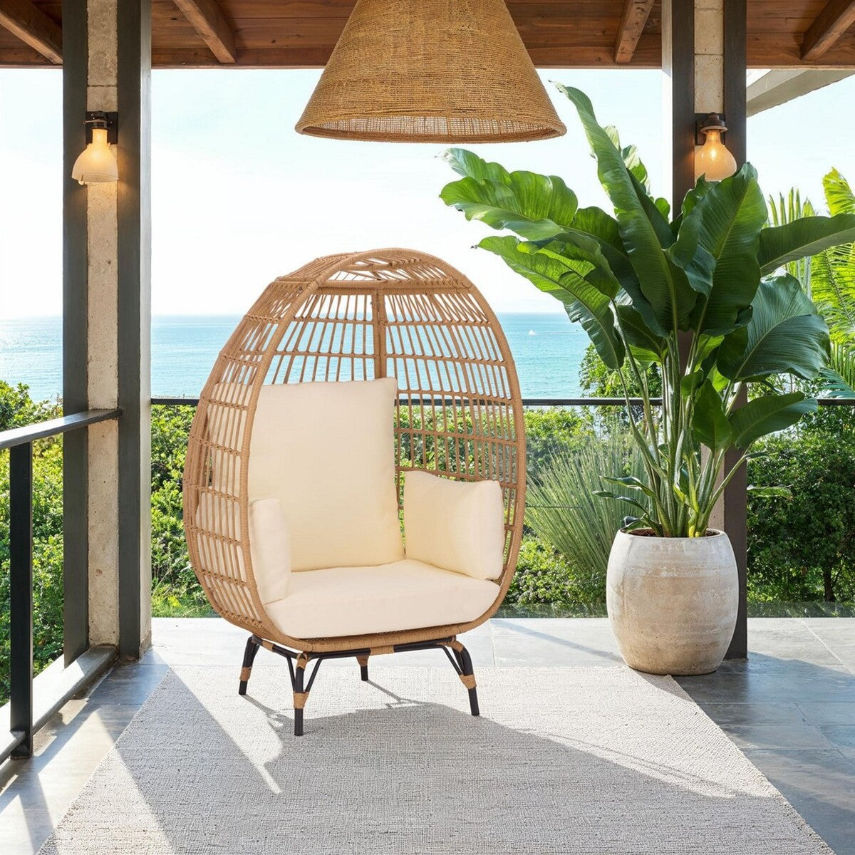Emmett Egg Chair – Sculptural PE Rattan Outdoor Lounge Chair