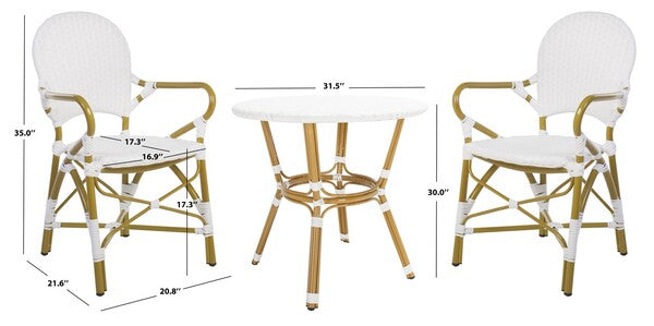 Hooper 3 Piece Outdoor Bistro Set – Curved Wicker Chairs with Round Table