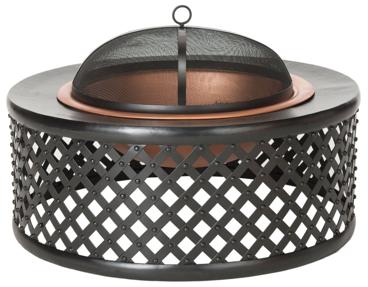 Jamaica Fire Pit – Antique-Style Iron Wood-Burning Fire Pit with Screen