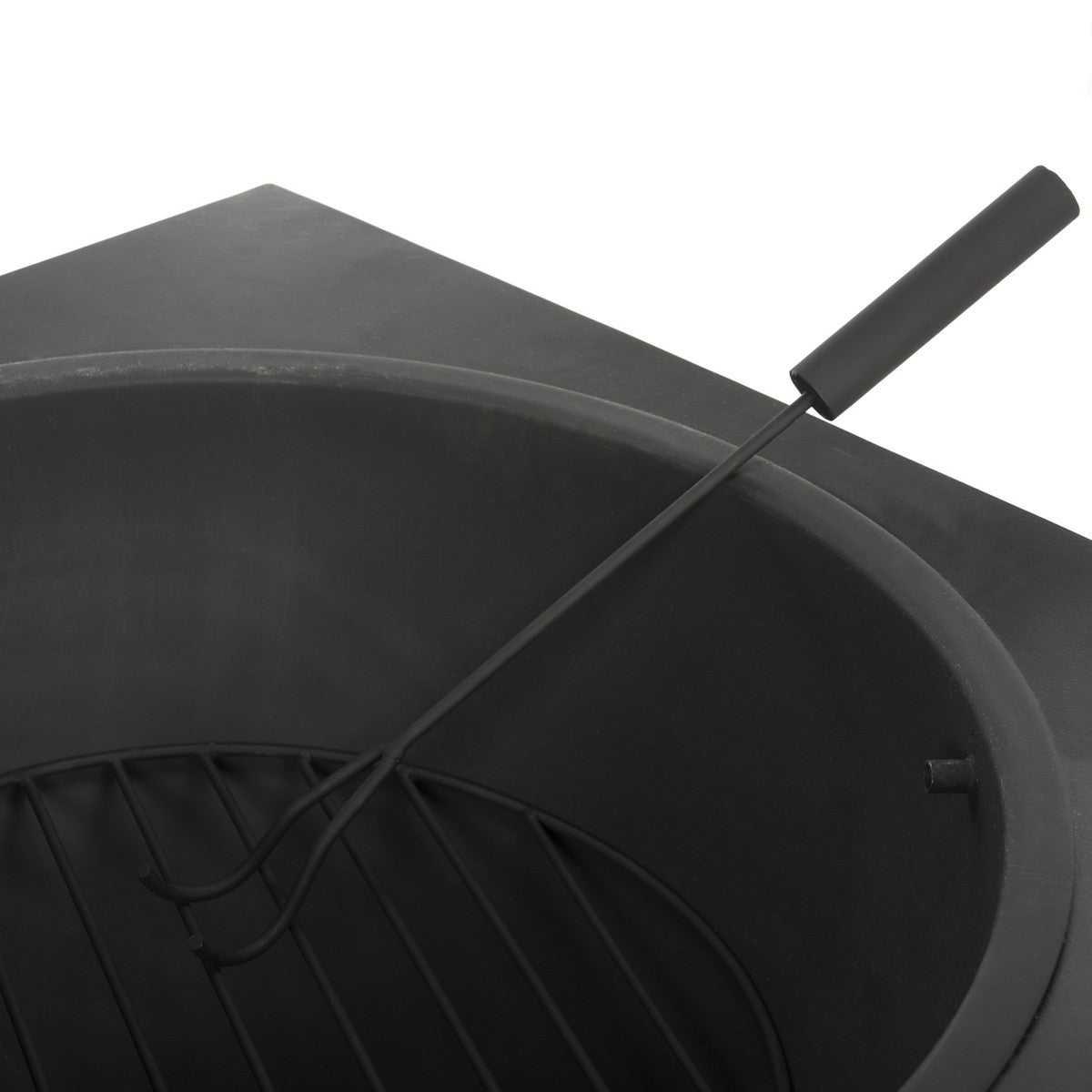 Leros Square Fire Pit – Modern Black Iron Outdoor Fire Pit