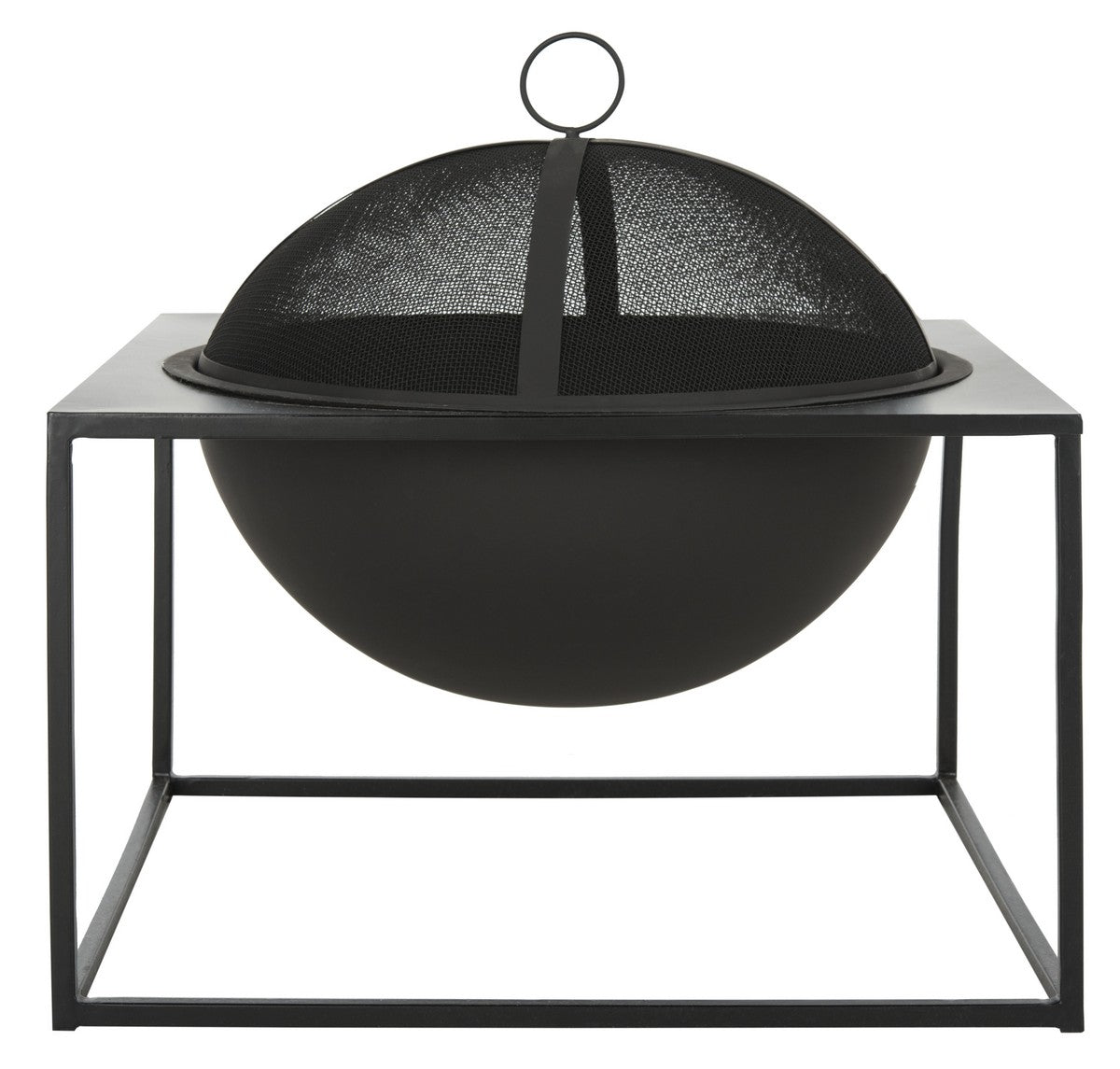 Leros Square Fire Pit – Modern Black Iron Outdoor Fire Pit