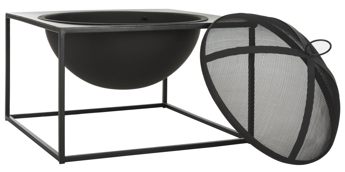 Leros Square Fire Pit – Modern Black Iron Outdoor Fire Pit