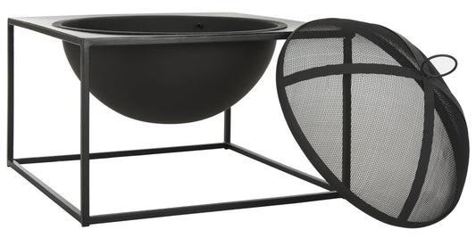 Leros Square Fire Pit – Modern Black Iron Outdoor Fire Pit