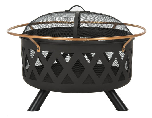 Bryce Round Fire Pit – Copper and Black Iron Outdoor Fire Pit