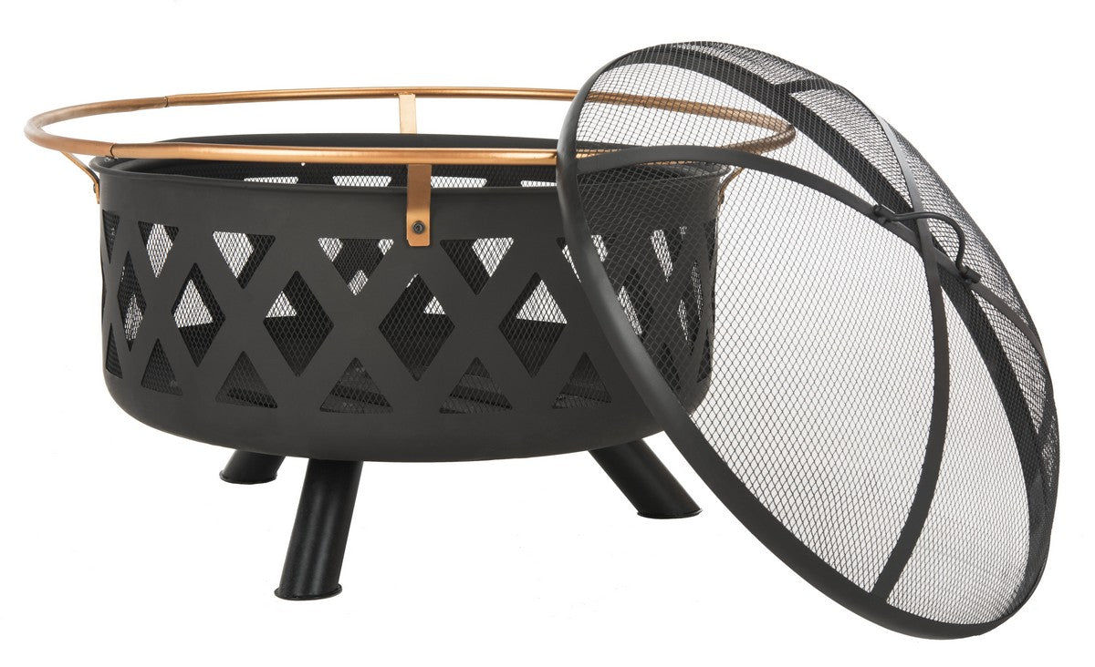 Bryce Round Fire Pit – Copper and Black Iron Outdoor Fire Pit