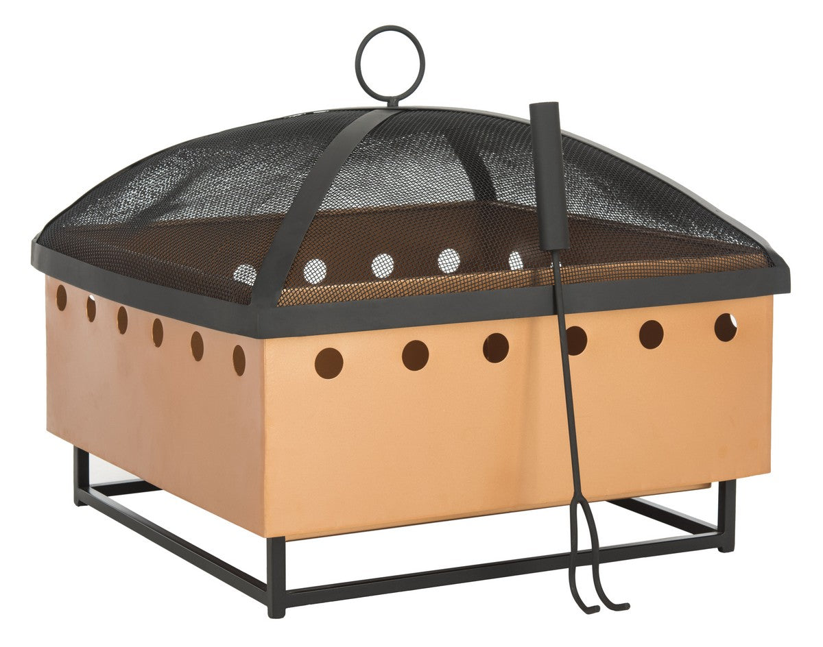 Wyatt Square Fire Pit – Copper and Black Iron Outdoor Fire Pit