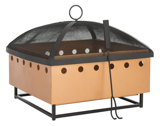 Wyatt Square Fire Pit – Copper and Black Iron Outdoor Fire Pit